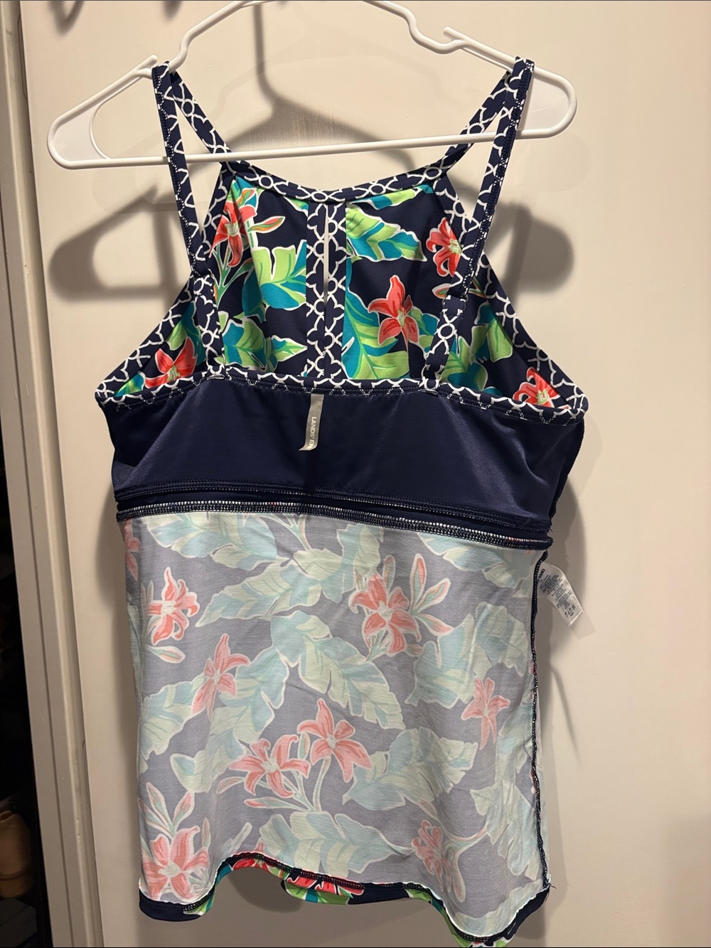 Lands' End Navy Floral Halter Tankini Top - Picture 5 of 5